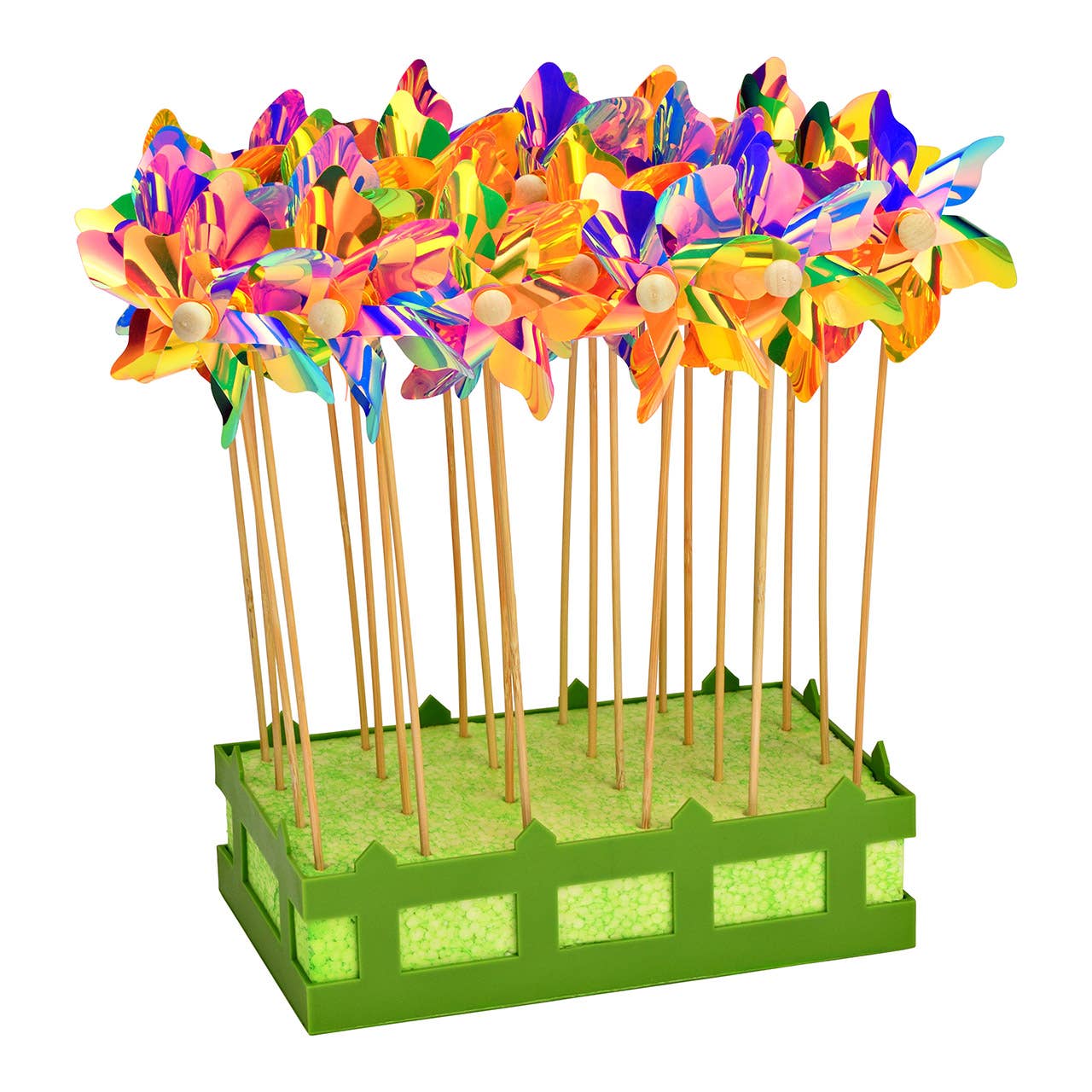Blumenstecker Windrad aus Kunststoff/Holz, Bunt (B/H/T) 9x28x4cm