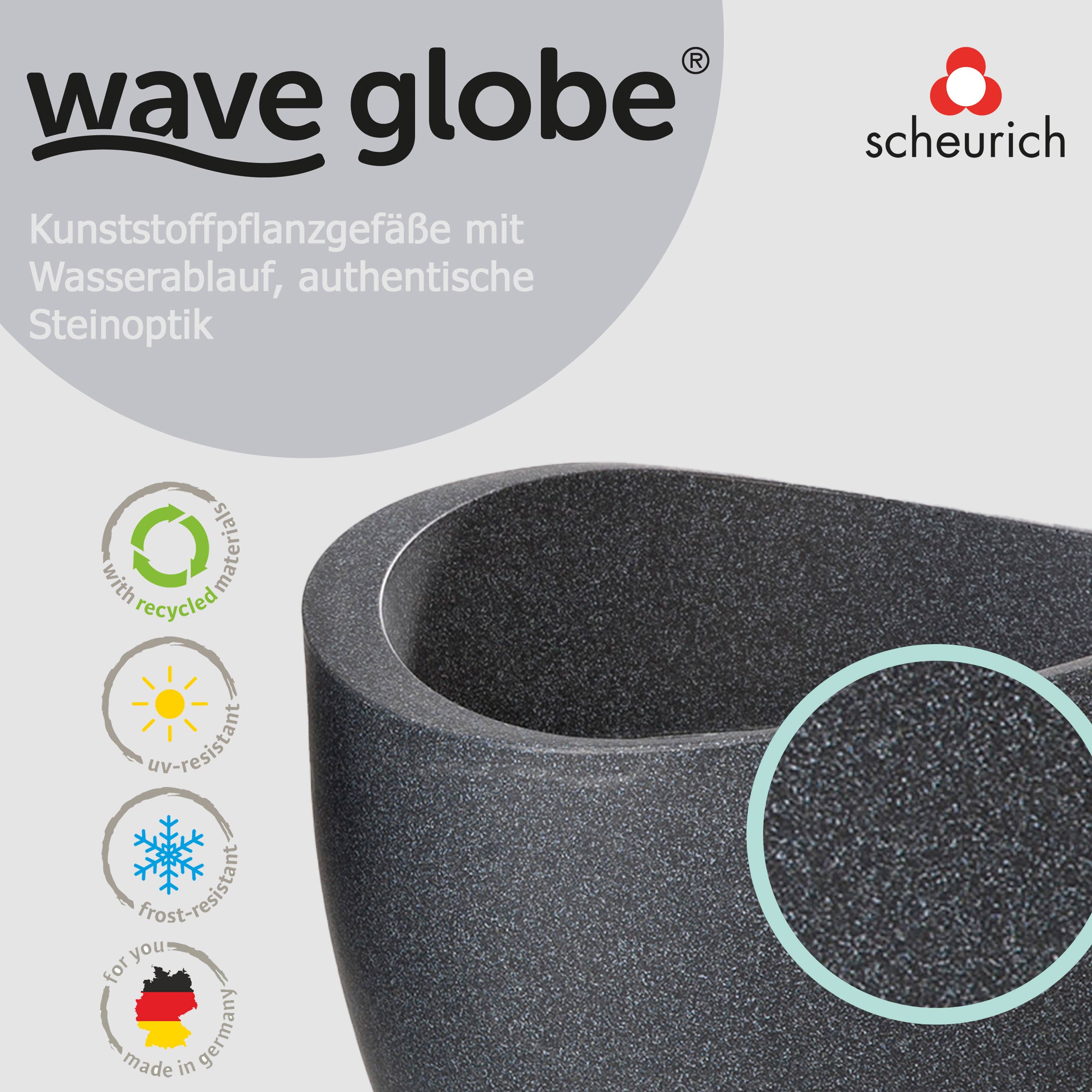 Blumentopf/Pflanzgefäß Wave Globe 250 aus Kunststoff