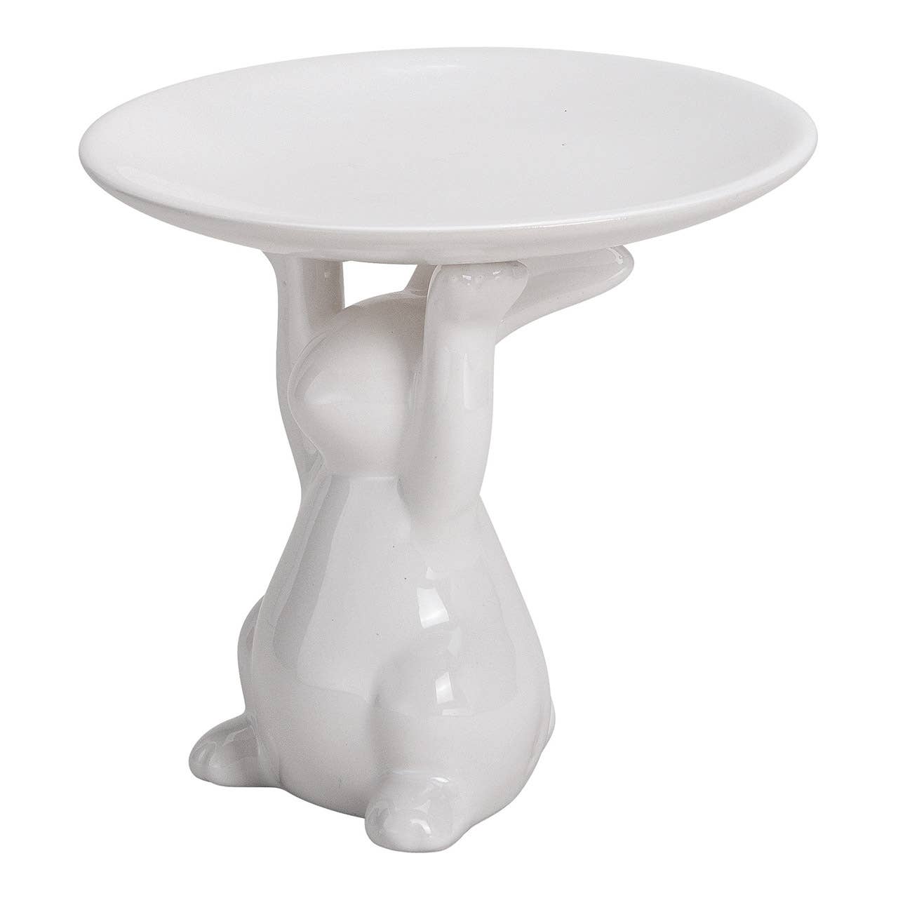 Deko Teller Hase aus Keramik Weiß (B/H/T) 15x14x15cm