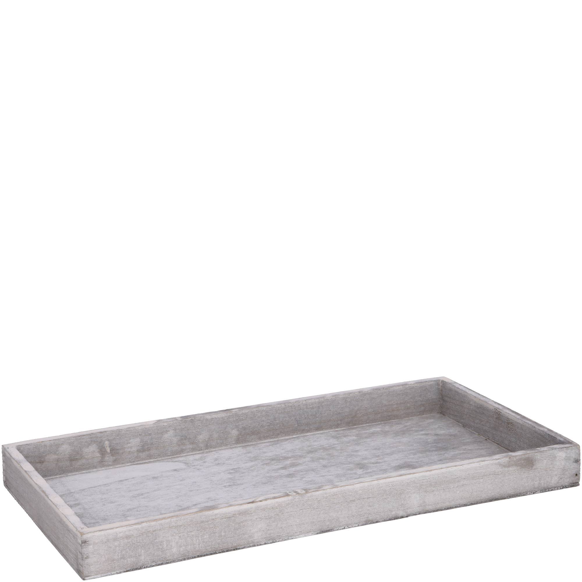 Holz Tablett Bassi, L37cm, B18cm, grau weiß gewisc