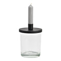 Kerzenhalter aus Glas transparent, Metall schwarz (B/H/T) 10x14x10cm