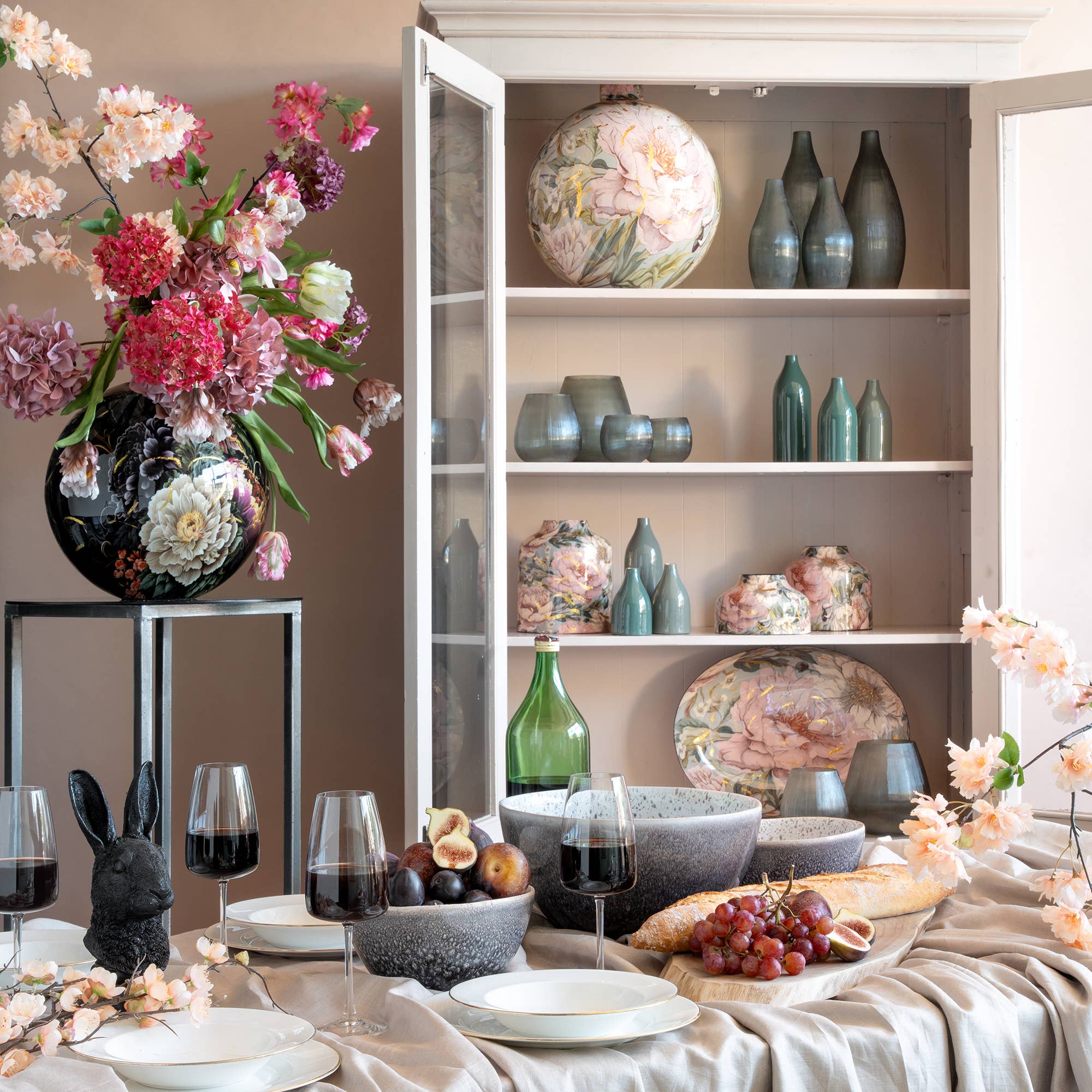 Glas Vase Foggia, D9,5cm, H20cm, Grau