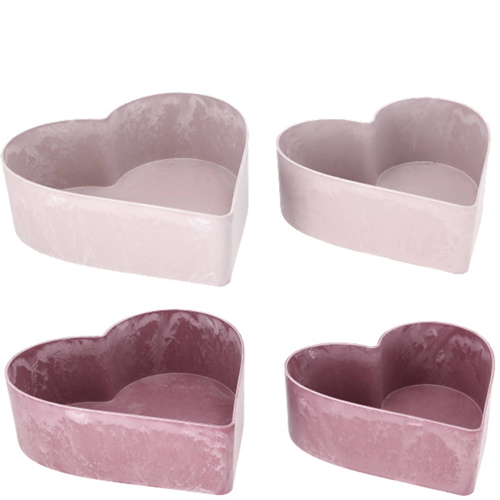 Kunststoff Herz Style, 2er-Set, 2 Farben, L26/21cm, Rosa