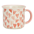 Becher Herzchen Dekor aus Porzellan, Rosa/Weiß (B/H/T) 13x8x10cm 370ml