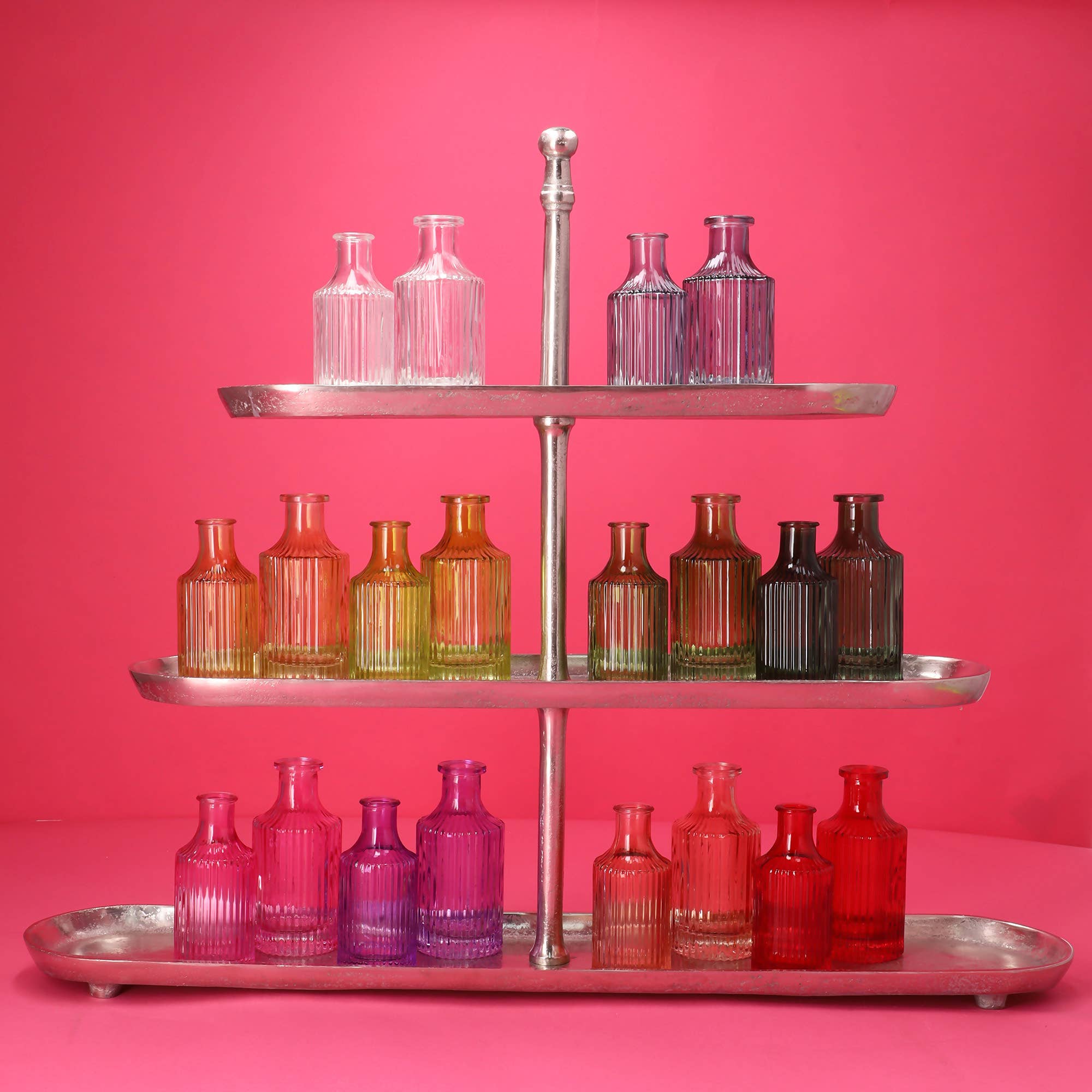 Glas Flasche Jamie, 3 Farben, D7cm, H15cm, pink/li