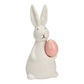 Figur Hase mit Osterei aus Porzellan, Weiß/Rosa (B/H/T) 6x13x6cm