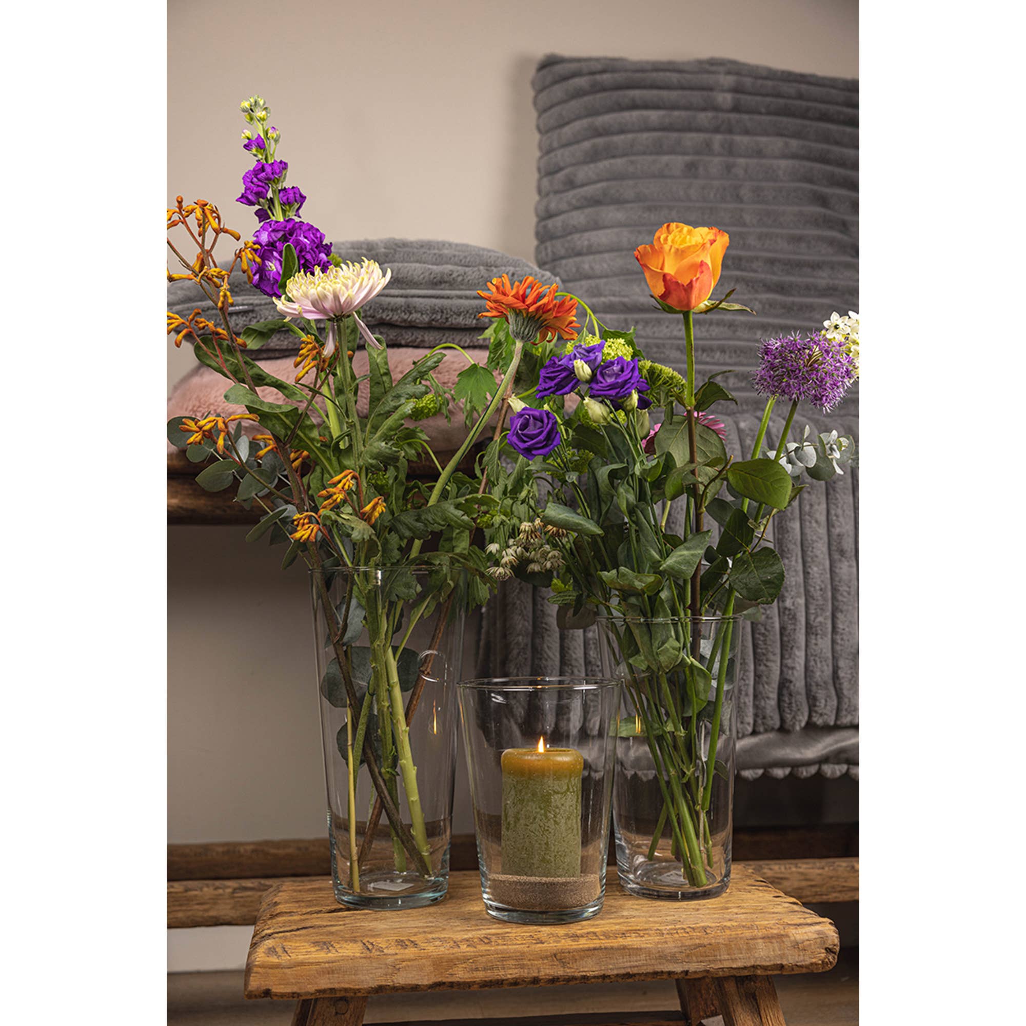 Glas Vase Basic Konus, D14cm, H25cm, Klar