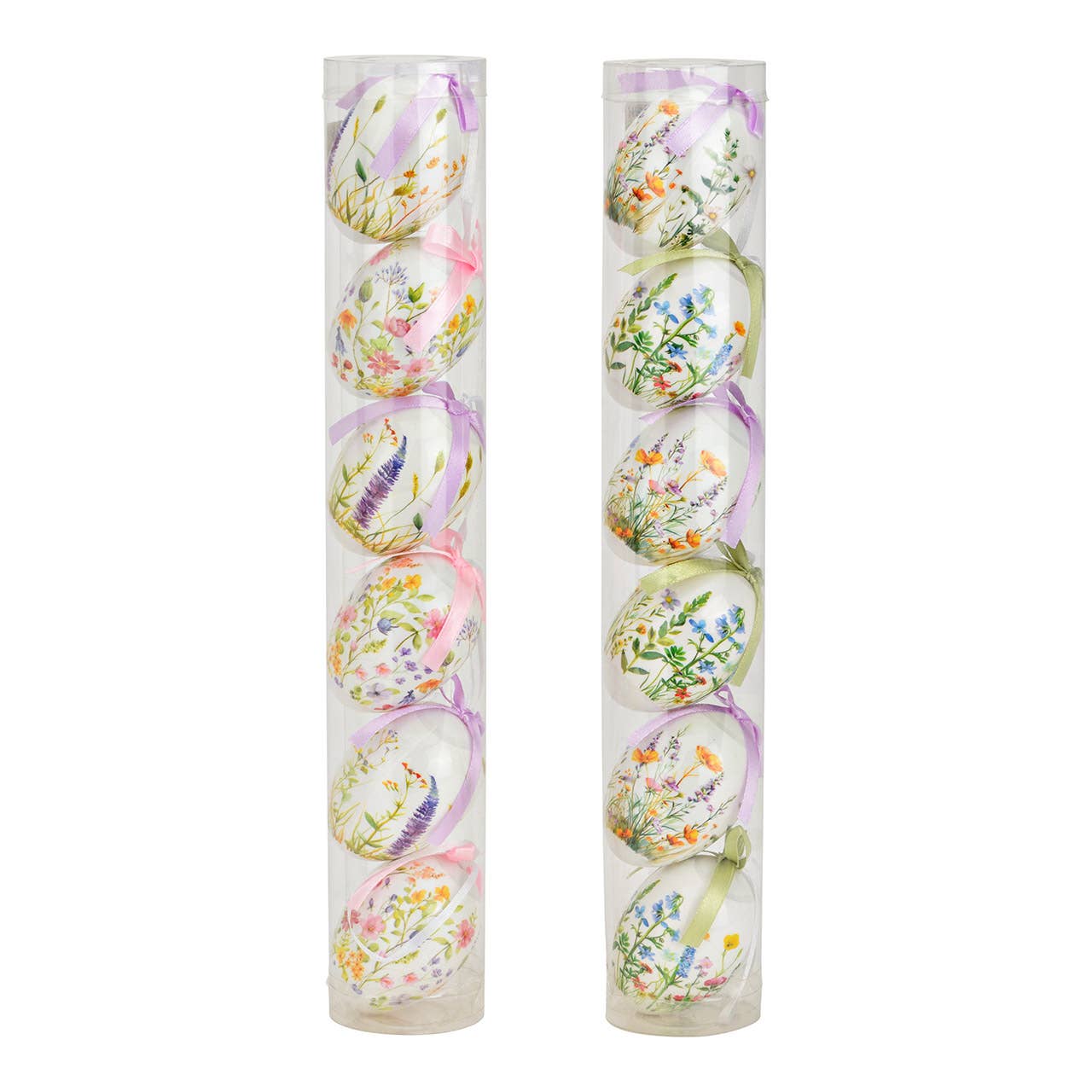 Hänger Ostereier aus Kunststoff, 6er Set, 2-fach, Weiß (B/H/T) 4x6x4cm