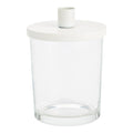 Kerzenhalter aus Glas transparent, Metall weiß (B/H/T) 10x14x10cm