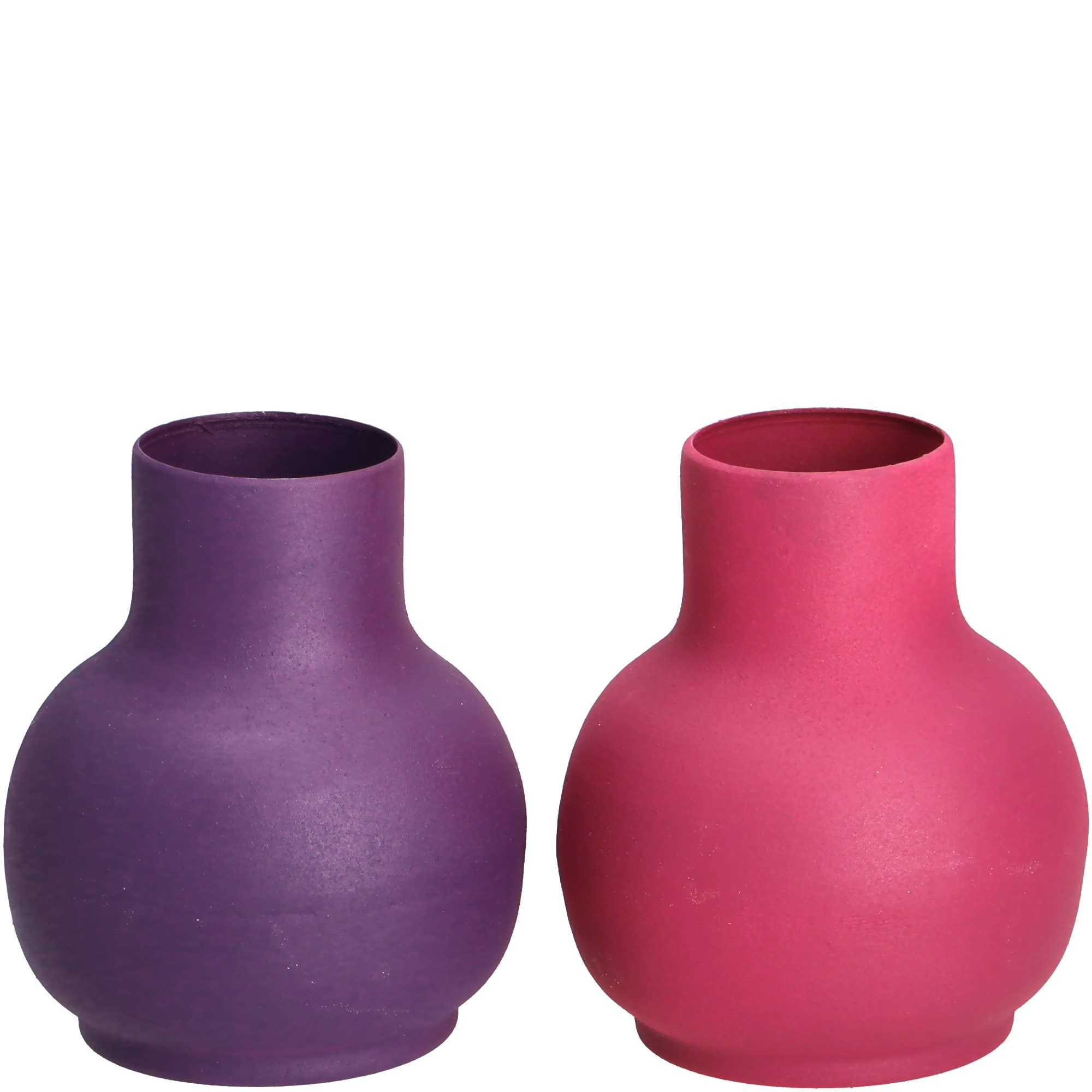 Metall Vase Carol, 2 Farben, D8cm, H10cm, Lila/Pin