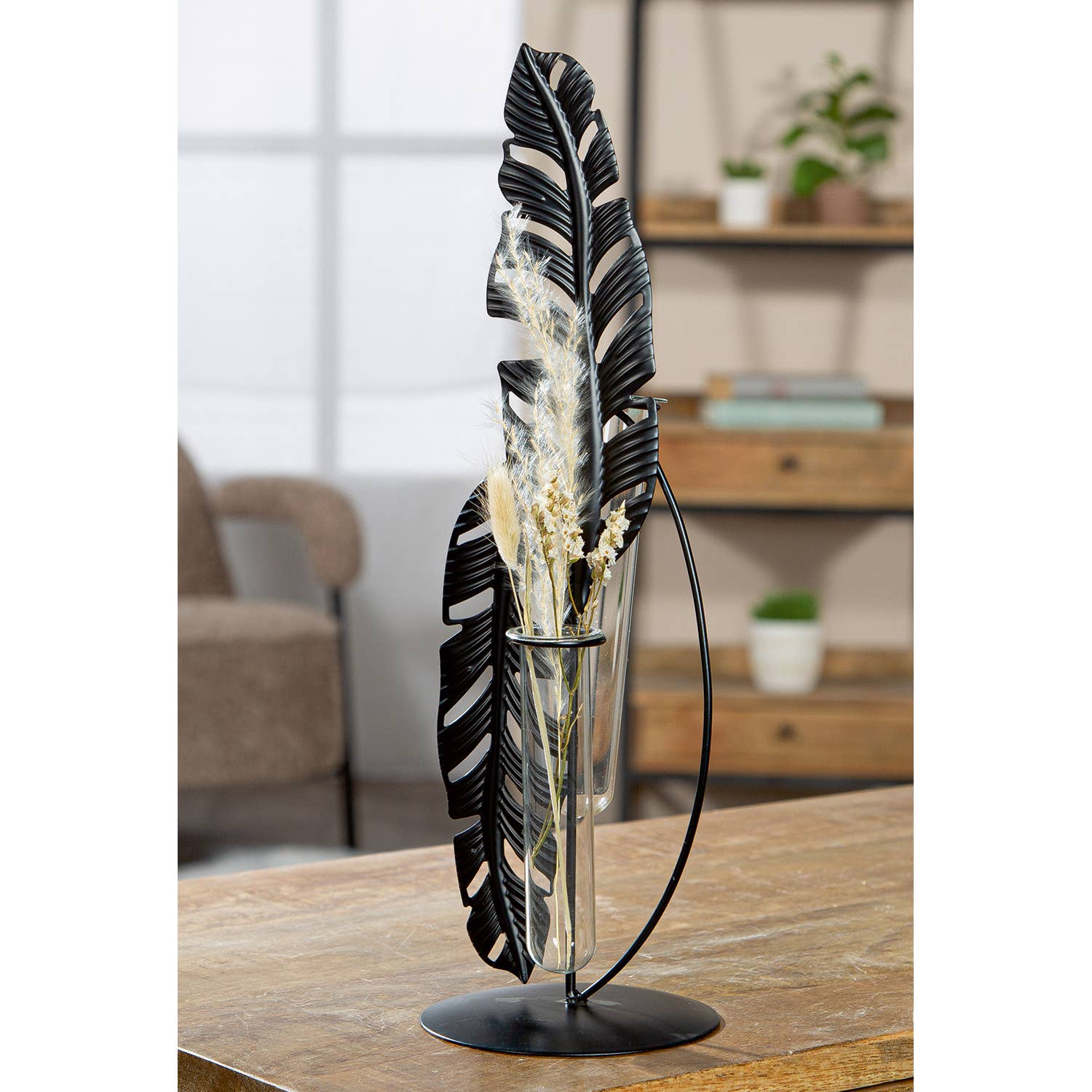 Vase Blatt Jakarta schwarz H. 34,5 cm, VE 6