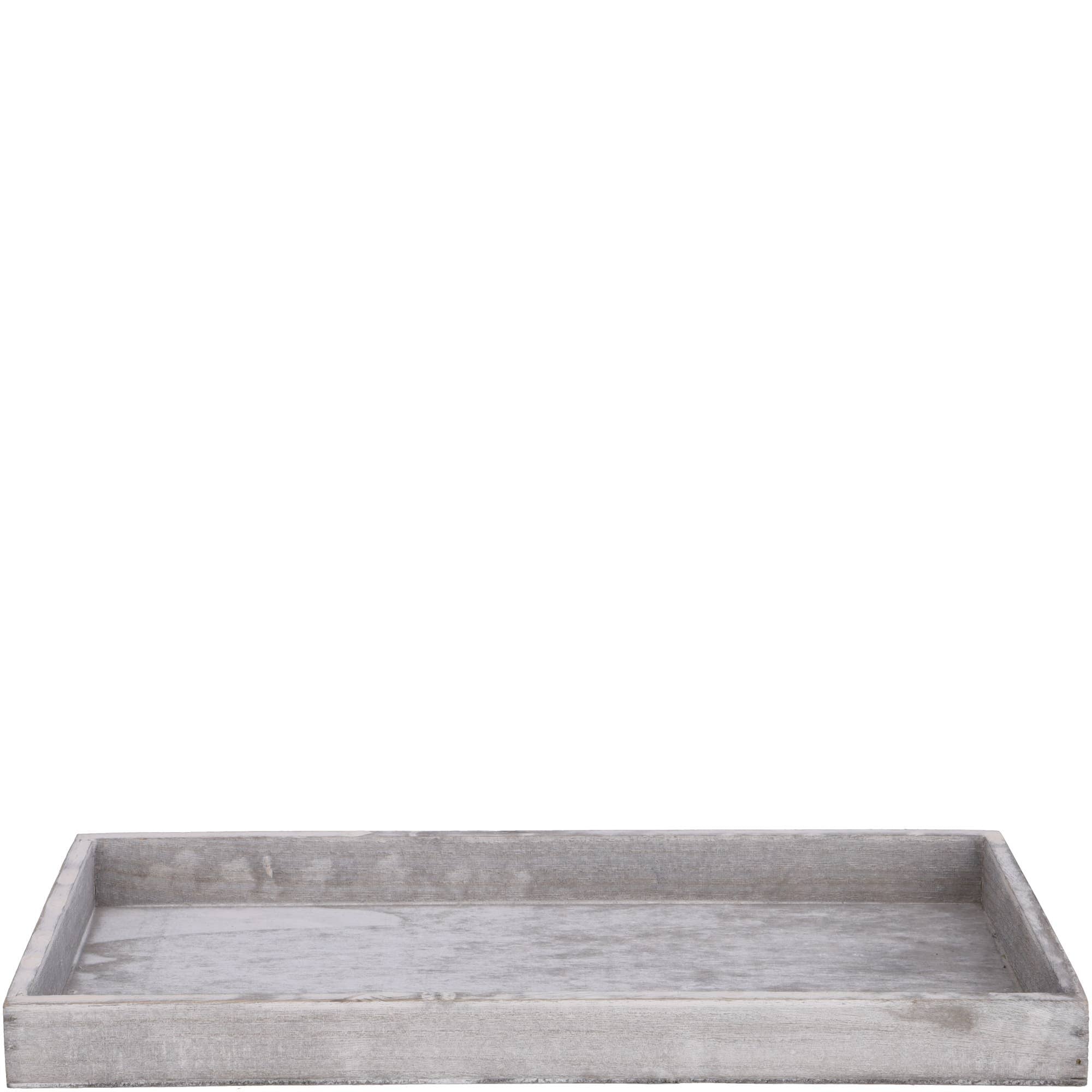 Holz Tablett Bassi, L37cm, B18cm, grau weiß gewisc
