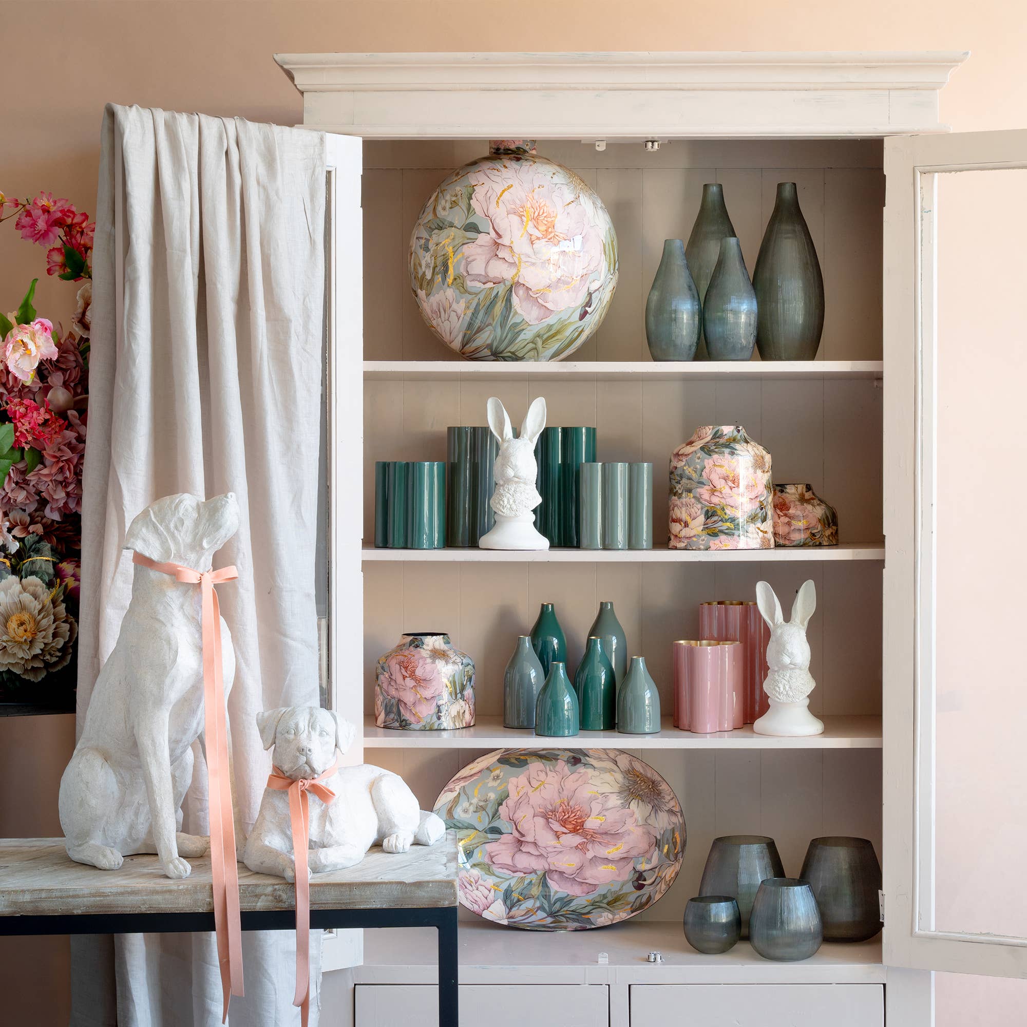 Glas Vase Foggia, D9,5cm, H20cm, Türkis