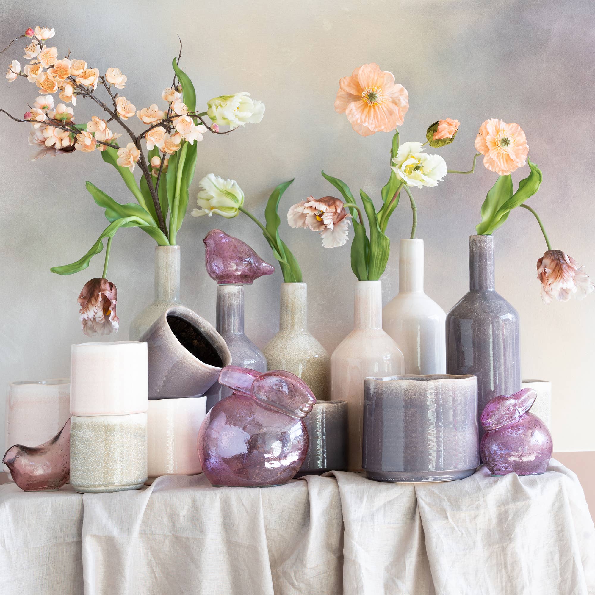 Glas Vogel Seelze, L12cm, B8cm, H12cm, Rosa