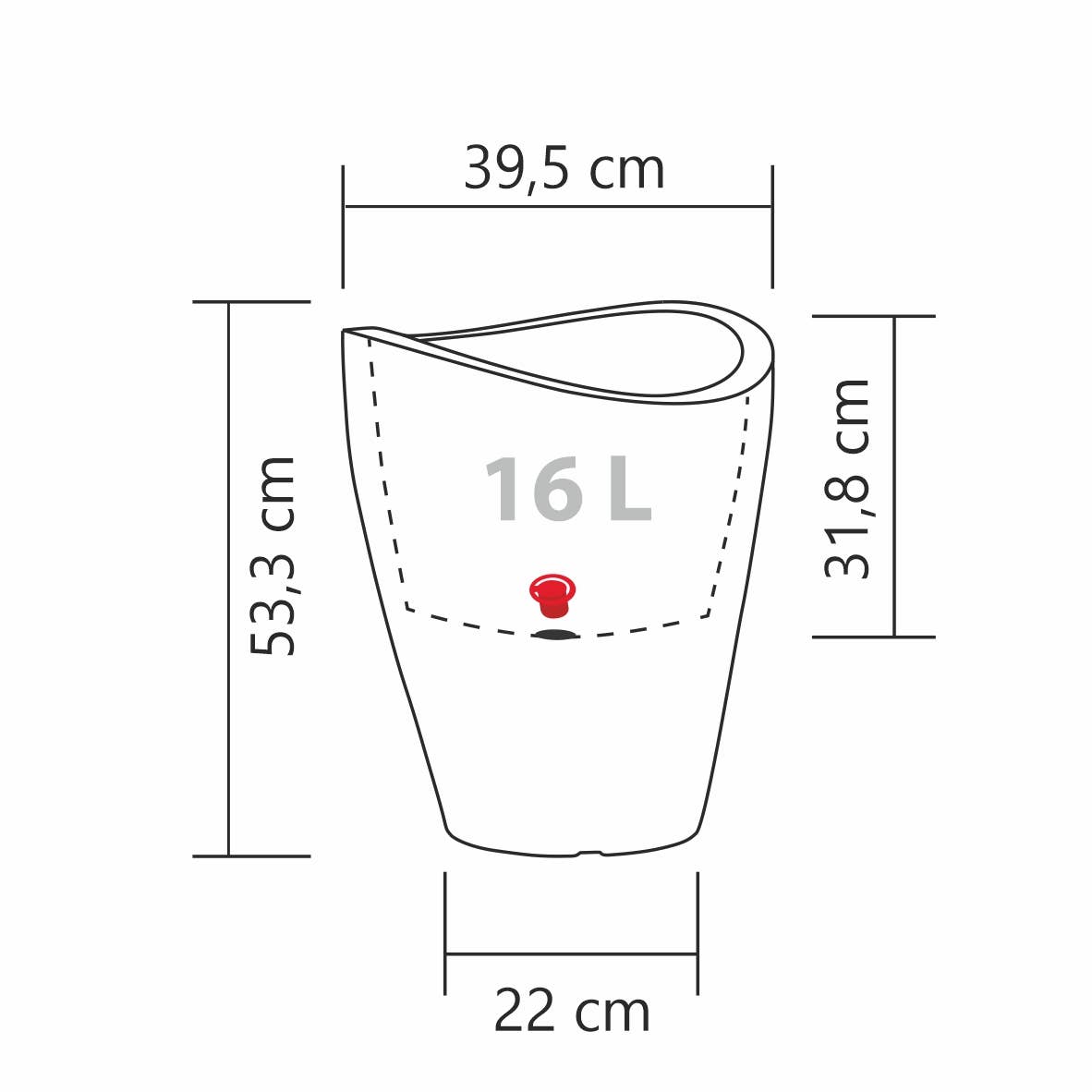 Blumentopf/Pflanzgefäß Wave Globe High 254 aus Kunststoff