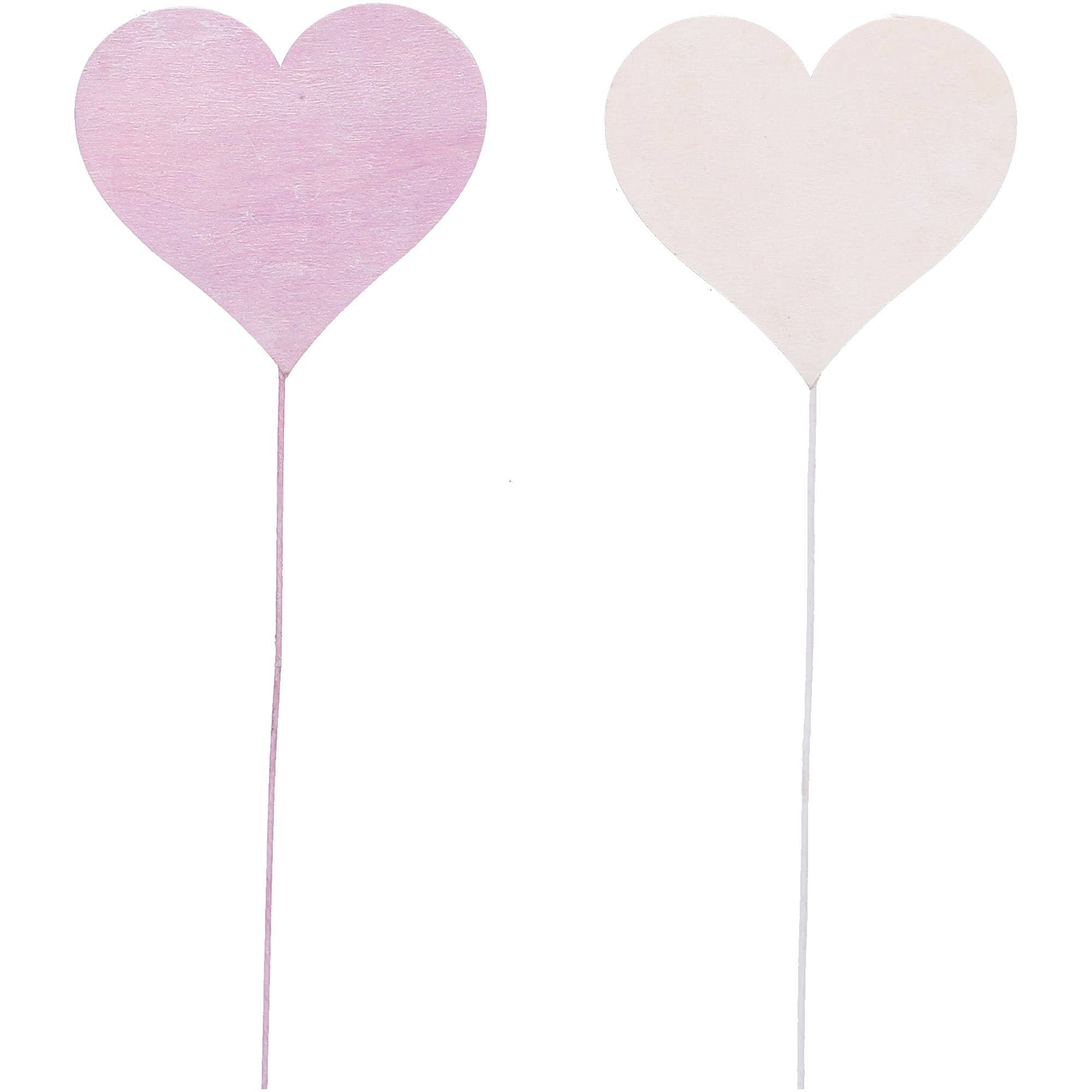 Holz Herz Serce Zum Stecken, D8cm, H7,5 cm, Stab: X