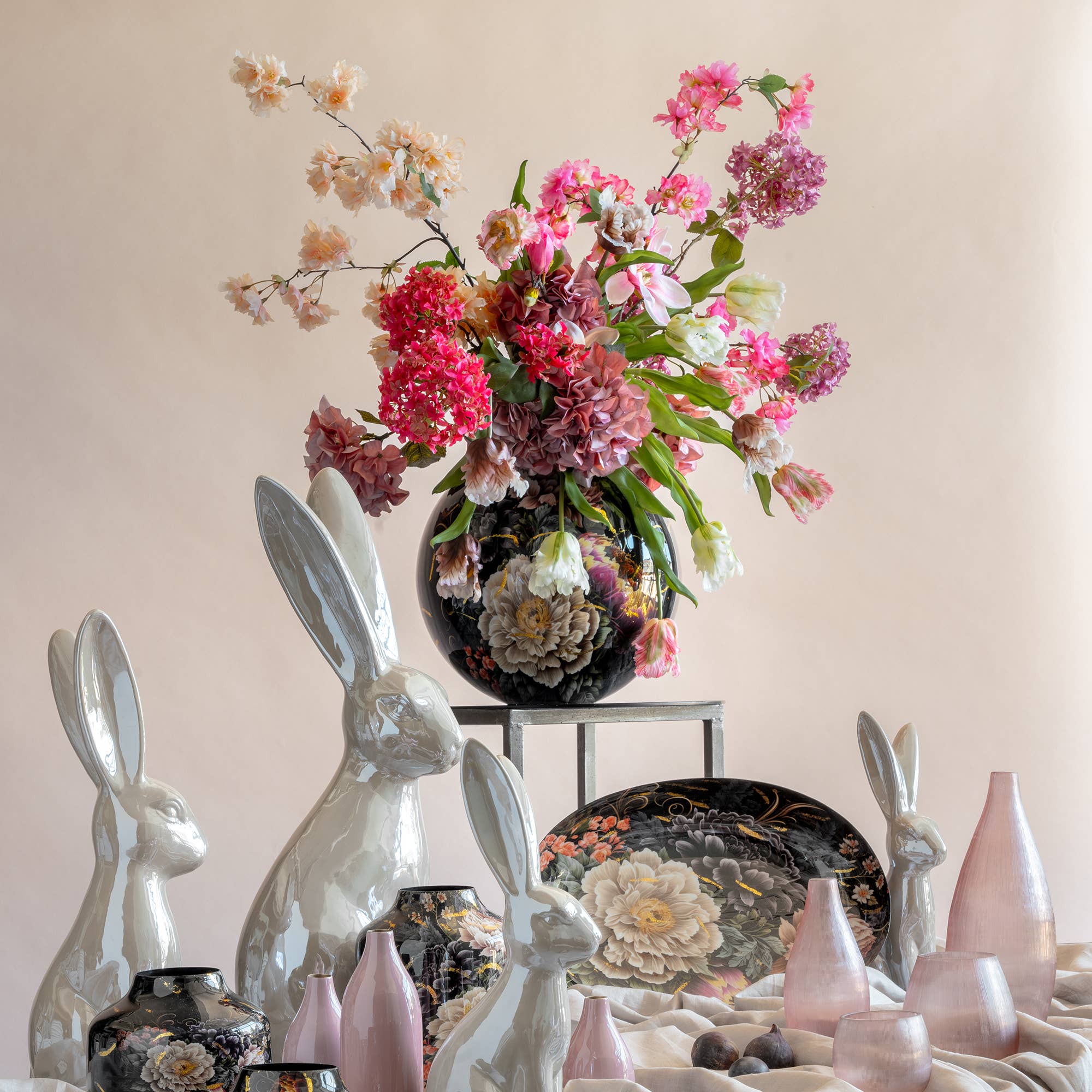 Glas Vase Foggia, D9,5cm, H20cm, Rosa