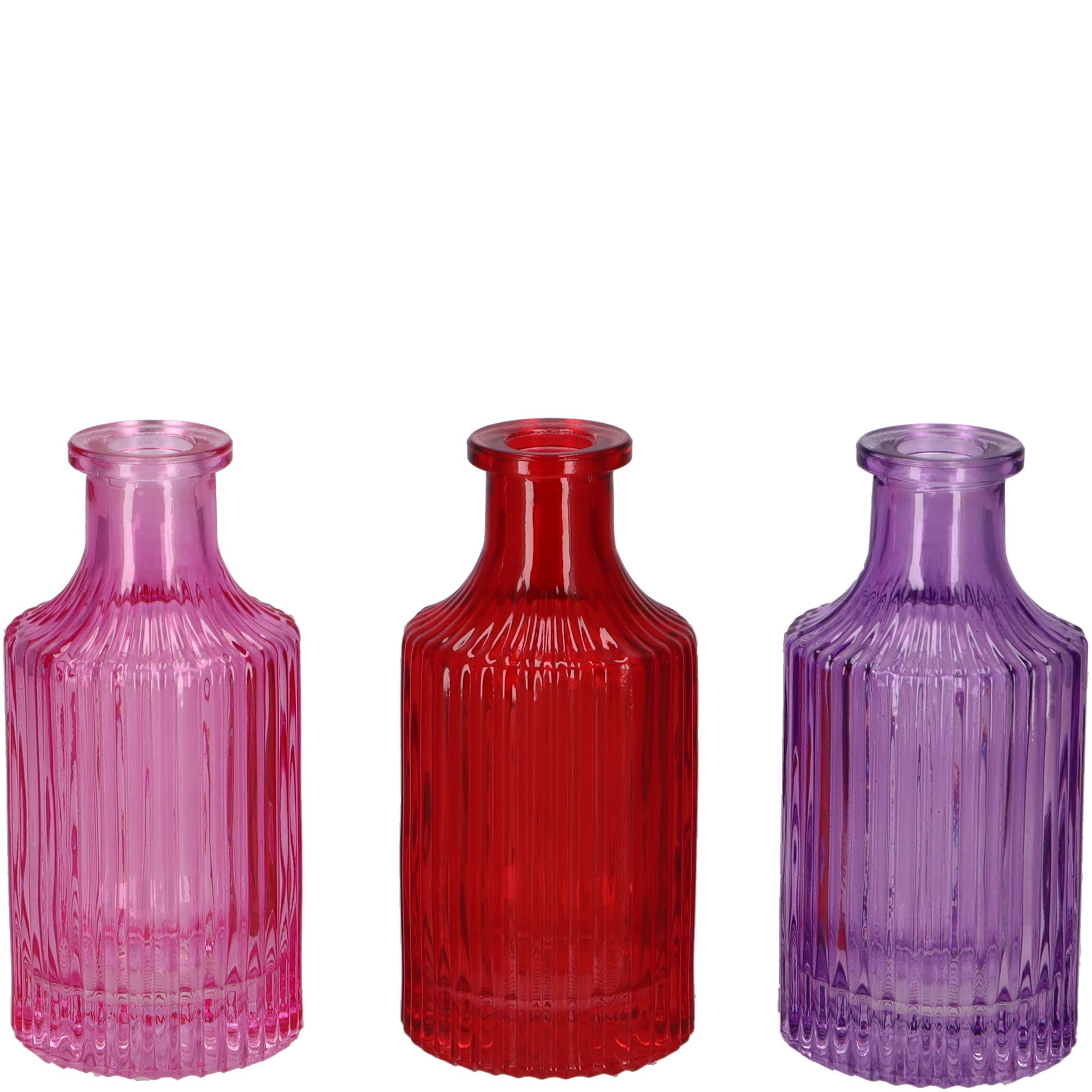 Glas Flasche Jamie, 3 Farben, D6cm, H13cm, pink/li