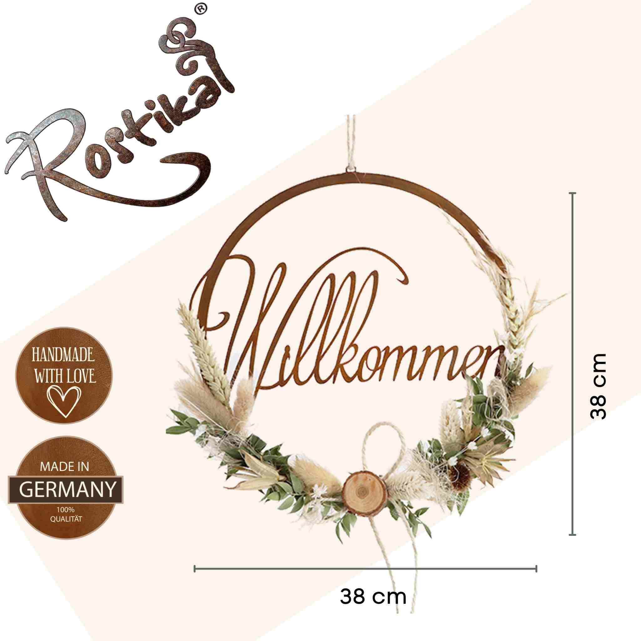 Willkommen Türkranz Boho Fensterdeko Rost Deko Türschild