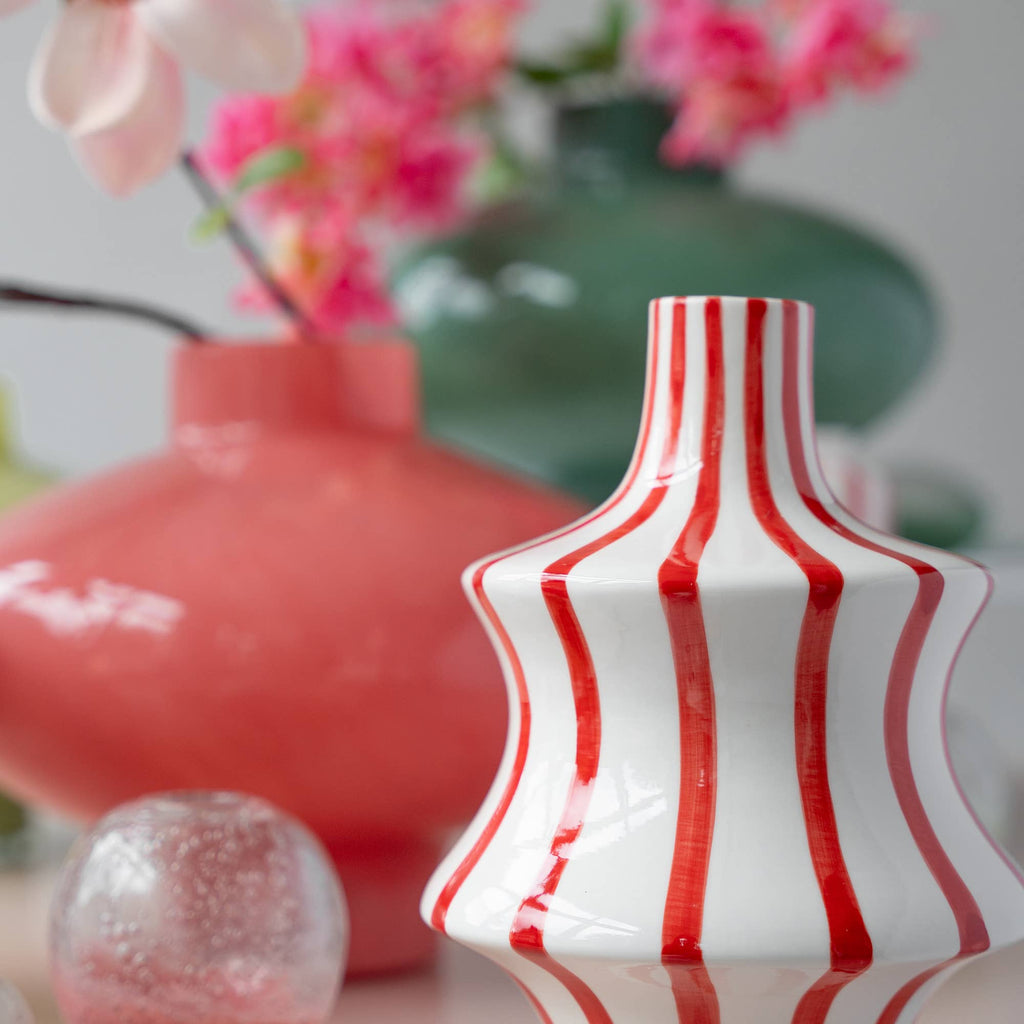 Keramik Vase Finley, D18cm, H25cm, Rot Glanz