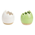 Blumentopf Ei aus Keramik grün, weiß 2-fach, (B/H/T) 10x11x10cm